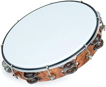 MUSCELL Tambourine for Adults,Hand Held Plastic Tambourines Drum Double Row Metal Jingles Musical Instrument-10"