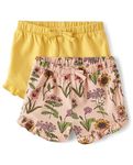 The Children's Place Baby Girls' and Newborn Cotton Pull on Everyday Shorts, Peach Pink 2-pack, 6-9 Months