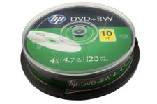 HP DVD+RW 4.7GB Premium Rewritable Blank Digital Versatile Disc Cake Box 4X Speed (Pack of 10 Cake Box)