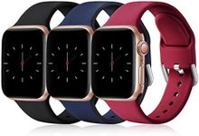 Wepro Pack 3 Straps Compatible with Apple Watch Strap 42mm(Series 10) 38mm 40mm 41mm Women Men, Soft Silicone Strap for iWatch Series 10 9 8 7 6 5 4 3 2 1 SE, Black/Blue/Red