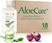 AloeCure USDA Organic Aloe Vera Juice Grape Flavor, Made Within 12 Hours of Harvest - Pure Aloe Juice Natural Digestive & Immune Support Supplement, Naturally Balance Stomach Acidity, 16.7oz x 18 Btls