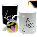 InGwest. Funny Coffee Mug with Friendly Dog and Tongue on bottom. Heat Sensitive Mug, Color Changing Mug.