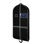 Zilink Breathable Garment Bags Suit Bags for Travel 43" Dress Suit Cover with 2 Large Mesh Pockets and a PVC Card Holder, Black