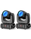 2 Pack 100W Moving Head LED Disco Lights dmx512 Spot Beam Stage Lighting 8 Rotating Gobos 18 Prism Effect Party Light for Disco Club Live Show Bar Wedding UK Stock