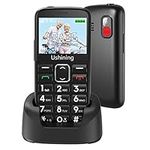 Ushining 4G Senior Cell Phone Unlocked SOS Big Button Senior Basic Phone High Volume 2.4 Inch Screen Unlocked Mobile Phone for Elderly with Charging Dock (Black)