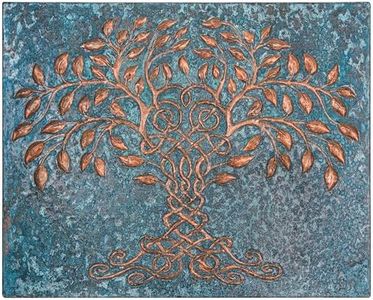 Kitchen Backsplash, Celtic Tree of Life Kitchen Backsplash, Customizable Copper Backsplash Panel, Handmade Copper Backsplash Tile, Indoor Outdoor Wall Decor (Blue)