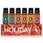 Eternal Essence Oils Holiday Set of 6 Premium Fragrance Oils - Includes Oils for Diffusers, Soap & Candle Making, Aromatherapy - Includes Candy Cane, and Pumpkin Patch Scented Oils - 10ML