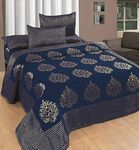 Fresh From Loom Chenille Velvet 500 TC Bedsheet (Blue_Double), 1 Double Bed King Size Bedsheet with 2 Pillow Cover, Size - 90x100 Inch