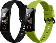 kwmobile Straps Compatible with Honor Band 5 / Band 4 Straps - 2x Replacement Silicone Watch Bands - Black/Green