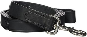 Hamilton 1" x 6' Black Leather Dog Lead with Diamond Pattern