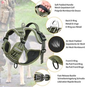 HEELE No-Pull Dog Harness, Adjustable Padded Reflective, Green, Small