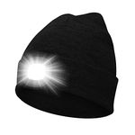 MISERWE Beanie Hat with Light Unisex LED Beanie Hat with Light USB Rechargeable Running Hat Alpine Cap Gift for Men and Women Teens Black