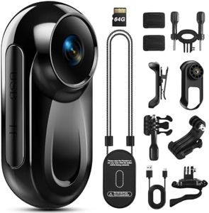 Mini Body Camera with 64GB Card, 1080P Thumb Action Camera 120° Wide Angle