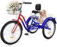 YITAHOME Adult Tricycle, 24 & 26 Inch 3-Wheel Bikes, 1 & 7 Speed Trike for Adults, Low Step-Through Cruiser Bike with Front and Rear Baskets, Large Seat with Backrest for Seniors, Women, Men