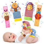 PADONISE Baby Wrist Rattles Foot Finder Rattle Socks Baby Bracelets for Infant Girls Boys Learning Toy Newborn Toys Baby Socks Birthday Baby Shower Gift Baby Gift Sets Infant Toys 0-3 3-6 6-12 Months