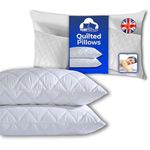 Pure Textiles Quilted Pillows 2 Pack Hotel Quality Firm Pillow - Down Alternative, Bed Pillow for Back and Side Sleepers, Anti Allergy Pillow , Luxury Pillows for Bed Hotel Pillows 74cm x 48cm