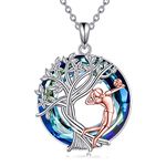 YFN Volleyball Necklace Sterling Silver Volleyball Crystal Pendant Tree of Life Jewellery Birthday Graduation Gifts for Women Girls