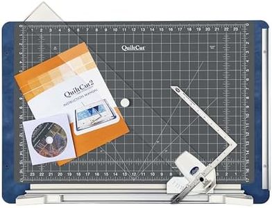 QuiltCut2 All-in-One Fabric Cutting System for Quilters - Includes Rotary Cutting Mat Fabric Clamp Cutting Guide and Speed Gauge Ruler