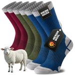 Niorasen Merino Wool Hiking Walking Socks for Men Women, Cushioned Anti Blister Performance Crew Socks for Sports Running, Cycling, Trekking, Work, Casual, Thicked Sock 3 Pairs