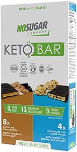 No Sugar Company Keto Bars 12 Mixed Bars 40g, Chocolate Peanut Butter & Chocolate Chip Cookie Dough