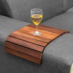 Foldable Sofa Arm Tray | Wooden Armrest Tray 37.5 X 25 X 1cm | Water & Scratch Resistant Armchair Tray | Sofa Armrest Organiser for Drinks, Remote, Snacks, Phone, & Magazine