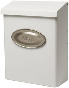 Architectural Mailboxes Designer Galvanized Steel, Locking Wall Mount Mailbox, White with Satin Nickel