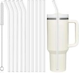 Reusable Straws for Stanley & Yeti 40oz/30oz Cup Tumbler, PROOCI 10-Pack 12" Long Plastic Straws with Cleaning Brush, Clear Bend Replacement Straw for Drinking Smoothie, Milkshake | Food Grade Tritan