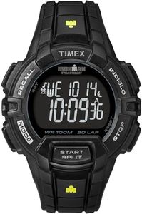 Timex Full-Size Ironman Rugged 30 Watch, Black/Yellow Accent, Chronograph