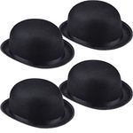 KOYEE 4 Packs Funny Party Hats Black Felt Derby Light Bowler Top Hat Costume Accessory for Kids and Adults Unisex