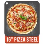 Chef Pomodoro Pizza Steel for Oven 16 Inch 1/4 Inch Thick, Baking Steel for Oven, Grill, Sourdough Bread, Baking Stone for Oven with Lifting Holes 16" X 16" (40.6 x 40.6 cm)