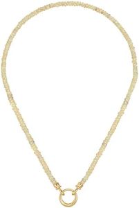 Fettero Beaded Gemstone Necklaces for Women, Handmade Light Opals Choker Necklace 14K Gold Plated Boho Colorful Bead Necklace Summer Jewelry for Beach