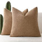 Foindtower Set of 2, Decorative Textured Boucle Throw Pillow Covers Accent Solid Pillow Cases Neutral Soft Couch Cushion Case for Chair Sofa Bedroom Living Room Home Decor 24 x 24 Inch Rust Tobacco