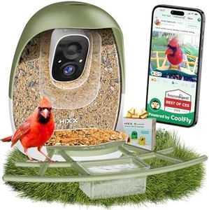 HIXX Smart Bird Feeder with Camera, Lifetime Free AI Bird Species Recognition, Solar-Powered Video Birds Feeder for Outdoors with HD Camera, Mounts Anywhere (Forest Green)