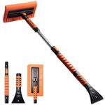 DEDC 40" Snow Brush and Detachable Ice Scraper with Ergonomic Foam Grip for Cars, Trucks, SUVs (Heavy Duty ABS, PVC Brush,Orange