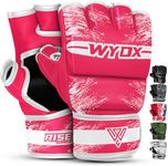 WYOX MMA Gloves Grappling Sparring, Boxing Gloves Men Women Muay Thai Martial Arts Training, Half Finger Adjustable Mitts Wrist Support Kickboxing Gloves, Cage Fighting Punching Bag Gloves