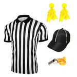 REU GLOBAL Referee shirt set for Men and women, Referee Costume for Basketball, Football, and Soccer, Black-white, Large