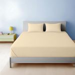 EKOSCIOUS 100% Tencel Lyocell Eucalyptus Sateen Soft Solid, Double Size, 18'' Deep Pocket Fitted Bed Sheet, Ivory - Breathable, Cool & Softer