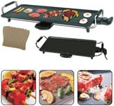 Trendi® Electric Teppanyaki Grill Griddle with 8 Wooden Spatulas - Adjustable Temperature Control - Electric BBQ Table Top Grill - Non Stick Hot Plate - Oil Drip Tray