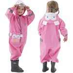 Kids Toddler Rain Suit for boys girls One Piece Hoodie Zipper Cute Cartoon Monkey Waterproof Rain Jacket 2-5 years M Size