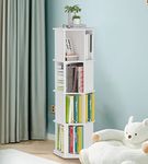 tonchean 4 Tier Rotating Bookshelf Hexagonal, White Wooden Spinning Bookshelf, Free Standing Revolving Bookcase, Narrow Bookcase Corner Book Shelf 360 Display for Living Room Bedroom