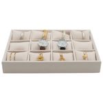 XHMQYC Jewelry Trays Watch Organizer Storage Display Showcase Box Chests Holder for Bracelet pendant 12 Grid Beige