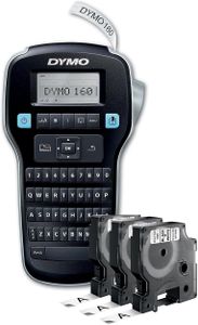 DYMO LabelManager 160 Handheld Label Maker Starter Kit with 3 D1 Tapes
