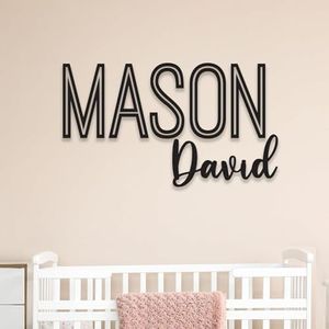 Custom Wood Name Sign For Nursery, 1/3-INCH THICKNESS, Boho Nursery Sign, Family Name Signs, 3D Wall Art for Children & Kids Rooms, Baby Shower, First birthday gift (First + Middle Name)