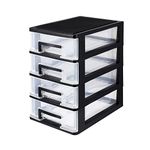 DOITOOL 4 Tier Plastic Drawer Type Closet, Plastic Home Office Storage Organizer, Makeup Organizer Storage Station Cubes, Cosmetics Jewelry Storage Box for Bathroom, Dorm, Desk, Office