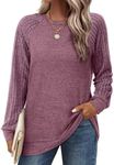 Sweatshirt for Women Plus Size Outfits Business Casual Tops Loose Fiting Fashion 2024 Solid Color Purple XL