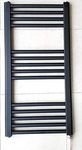 Greenedhouse 400w x 800h Black Electric Flat Heated Towel Rail Bathroom Radiator