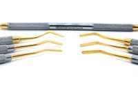 ADDLER Dental Composite Resin Placement Filling Instruments. Golden Non Stick Ends. Serrated 6MM Handle 1, 1T, 2, (2, 2.0, 3.0) Set of 3.