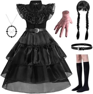 WYB Black Costume Dress for Girls Cosplay Dress Halloween Costumes Cosplay Party School Days Dress with Accessories 4-12Y