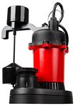 Red Lion RL-SP33V 115-Volt, 1/3 HP, 3137 GPH Aluminum and Thermoplastic Sump Pump with Vertical Switch and 8-Ft. Cord, Red, 14942741