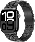 Tasikar Compatible with Apple Watch Band 49mm 46mm 45mm 44mm 42mm 41mm 40mm 38mm, Men Women Bracelet Solid Stainless Steel Metal Strap Design for iWatch Ultra SE Series10 9 8 7 6 5 4 3, Black